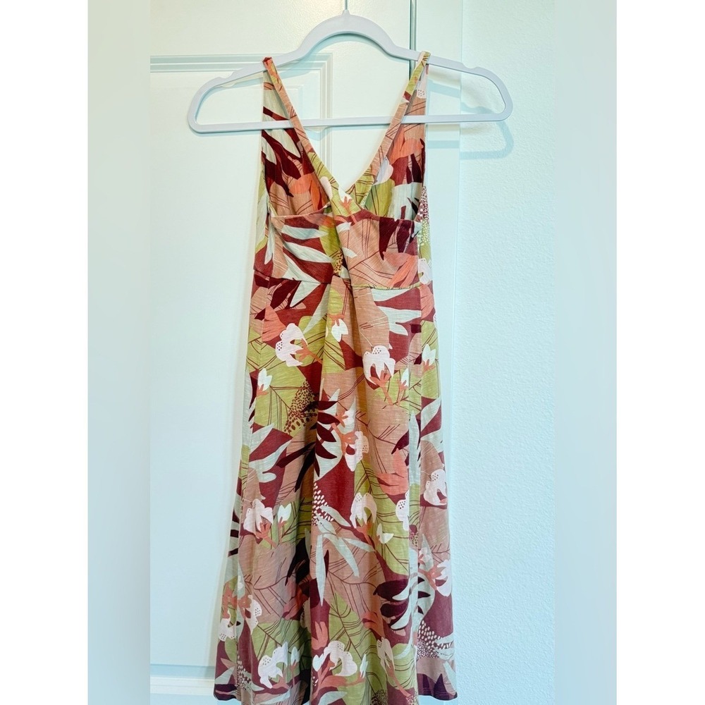 Patagonia Floral V-Neck Midi Dress in Coral, Olive & White - Picture 4 of 6